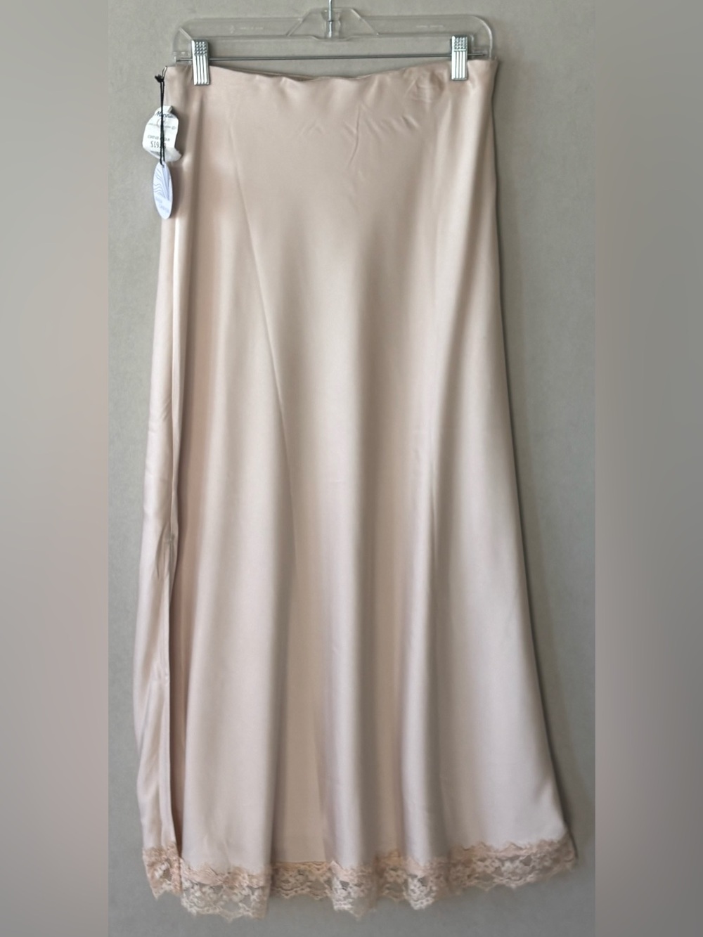 Women's Satin A-Line Skirt in Blush beige sizes m